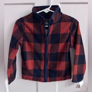 OshKosh B'gosh Kids Blue and Burnt Orange Checkered Fleece Jacket